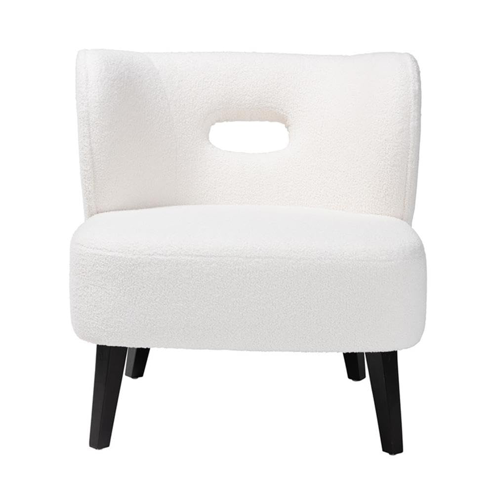 Baxton Studio Naara Ivory Boucle Upholstered and Black Wood Accent Chair